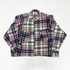Purple Plaid Cropped Coat